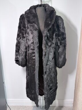 Vintage Long Black Faux Fur Coat - Outerlayers made in USA